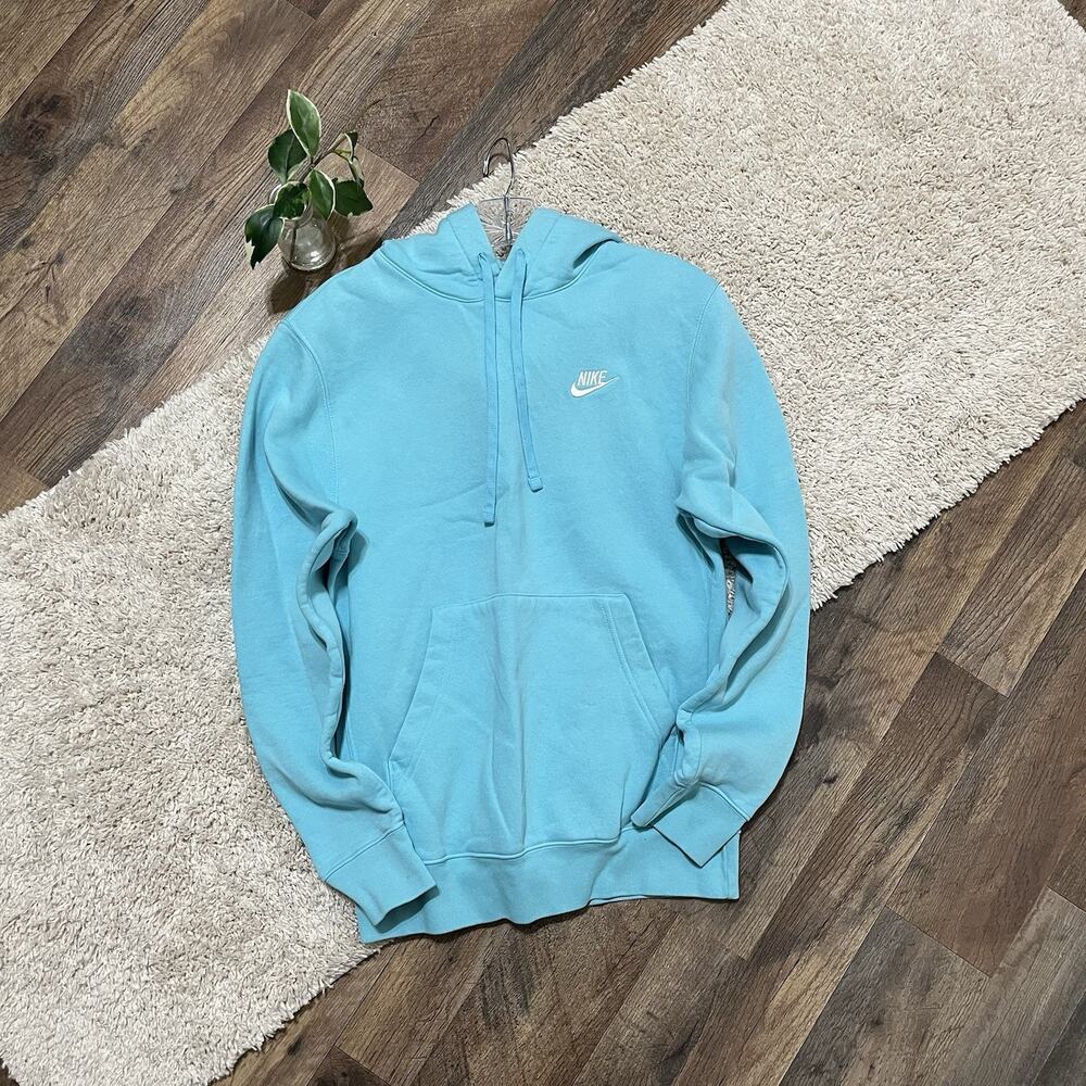 Nike XS Unisex Oversized Blue White Pullover Sweatshirt Cub Fleece Hoodie